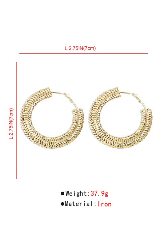 Silver and Sleek Thick Metal Large Hoop Earrings