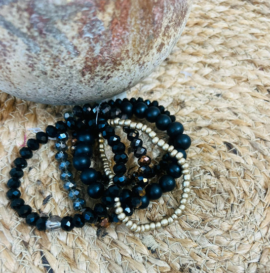 Black, Silver and Rust Layered Bracelet