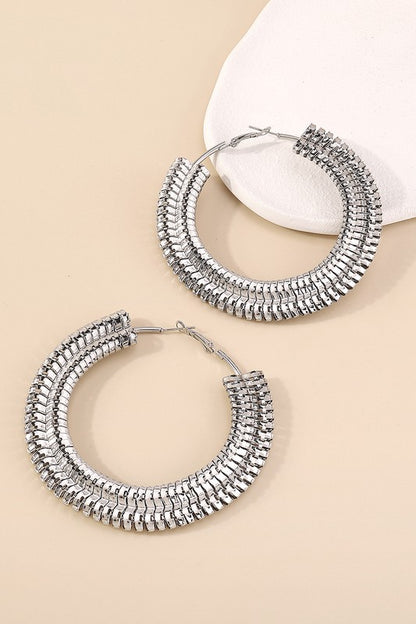 Silver and Sleek Thick Metal Large Hoop Earrings